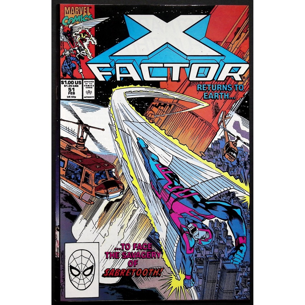 X Factor 51 Comic Book Returns to Earth to Face Sabertooth Marvel‎ 1990